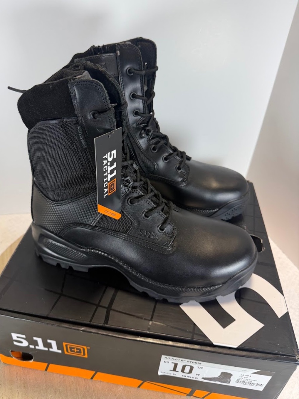 5.11 Tactical ATAC 8 Storm Boots Mens 10.5 Wide Waterproof Side Zip Black NIB